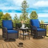 Jojoka 3pc Outdoor Wicker Rocking Bistro Set with 2 Swivel Chairs & Glass-Top Table, Rattan Patio Furniture with Cushions for Porch, Backyard - 3 of 4