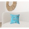 18" X 18" Bright Blue And Gray Paisley Blown Seam Suede Throw Pillow - 2 of 4