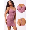 Allegra K Women's Sleeveless Ruched Twist V Neck Spaghetti Strap Mini Bodycon Dress - 2 of 4