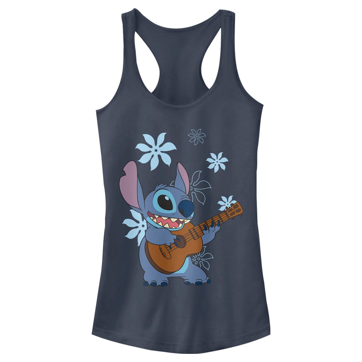 Juniors Womens Lilo & Stitch Floral Ukulele Dance Racerback Tank Top - thumbnail 7