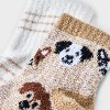 Women's Dogs 2pk Cozy Quarter Crew Socks - Tan/Ivory 4-10: Midweight Velour Ribbed Fabric, Animal Pattern, Machine Washable - 3 of 3
