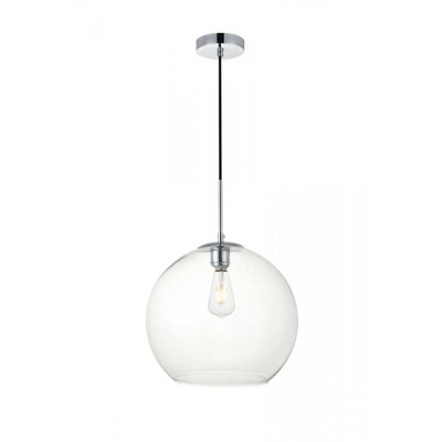 Elegant Lighting Baxter 1 Light Chrome Pendant With Clear Glass