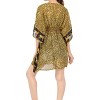 LA LEELA Women's Mini Loose Vacation Beachwear Swim Suit Summer Bathing Suit Cover-up Short Robe Dress Medium-Large Brown, Tiger Print - 3 of 4