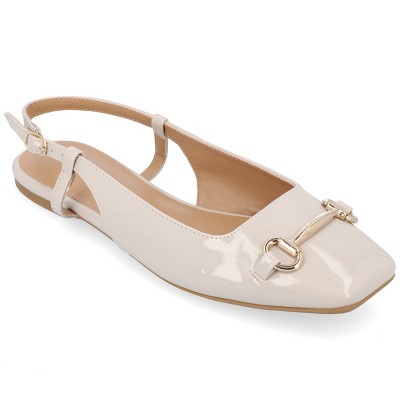 Journee Collection Womens Ceecy Sling Back Buckle Square Toe Flats