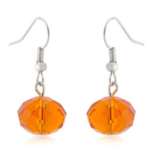 Slickblue Orange Faceted Bead Earrings, Silver Tone Rhodium Plated, Lead-Free Alloy, Fashion Jewelry for Women - 1 of 3