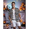 Mens Halloween Christmas Shirts Funky Santa Button Down Shirt Printed Short Sleeve Bowling - 2 of 4