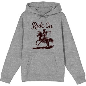 Cowboy "Ride On" Adult Long Sleeve Hoodie - 1 of 2