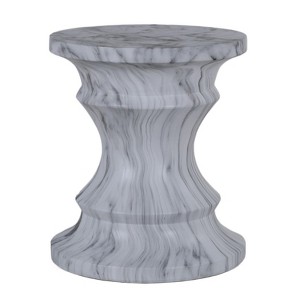 SEVOBAL Outdoor Cement End Table Small Round Garden Accent Table Drum Shape Side Table for Patio and Indoor Use, White, 18.7"*18.7"*21.06" - 1 of 4