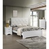 Vynxaria Modern Glam 1pc 2-Drawer Nightstand, White Solid Wood, Crystal-Like Diamond Tufted Texture, Durable Bedroom Furniture - 3 of 4