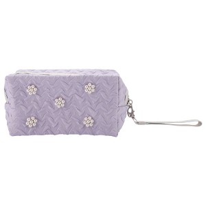 Unique Bargains Women's Portable Solid Color Faux Pearls Makeup Bag 1 Pc - 1 of 3