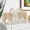 HomeRoots Set of Two Beige And White Plush Sheep Tabletop Sculptures - 2 of 4