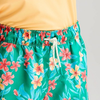 Детские купальники Cat & Jack Boys' Tropical Floral Swim Trunks - Cat & Jack™ Green/Teal Blue/Orange M — фото 3