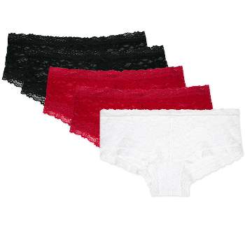 Smart & Sexy Lace Trim Thong Panty 2 Pack Black Hue/No No Red (Lace) Small