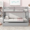 RISOKEYS Twin Over Twin Rubber Wood Bunk Bed with Trundle, Convertible into Twin Size Beds,Bunk Bed with Ladder and Safety Guardrails - 2 of 4