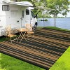 Outside Rug Modern Striped Plastic Straw Rug, Outdoor Reversible Rug, Waterproof UV-Resistant Carpet for Patio, Deck, Backyard - 2 of 4