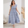 Coolmee Women's Plus Size Summer Boho Dress Ruffle Cap Sleeveless V Neck Long Beach Maxi Dress - 4 of 4