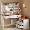 GustoWave Vanity Desk with Glass Top & Charging Station, Touch Screen Mirror and Lights, Makeup Vanity with 5-Drawer, 6 Open Storage Shelves, Antique - 2 of 4