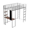 CAVINAS Twin Size Metal Loft Bed with Ladder & Fence,Modern Bed Frame with Desk for Bedroom,Study - 2 of 4