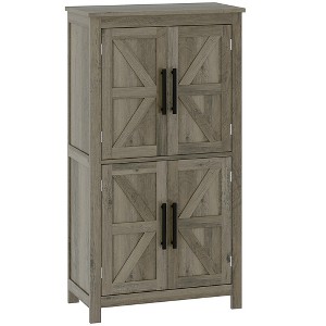HOMCOM Bathroom Floor Cabinet, Farmhouse Bathroom Cabinet with Barn Doors, Bathroom Storage Cabinet with Adjustable Shelf - 1 of 4