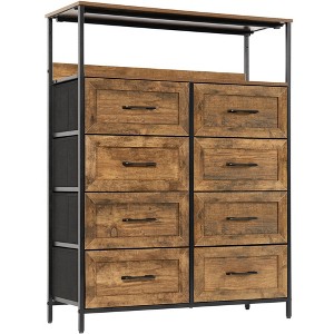 ZACHVO 8-Drawer Dresser with Shelves, Suede Veneer Fronts, Wooden Top, Steel Frame, Adjustable Feet & Anti-Tip Kit – 31.5x11.8x40.6Inch - 1 of 4