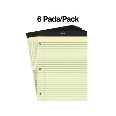 Staples Notepads 8.5" X 11.75" Wide Yellow 100 Sh./pad 6 Pads/pk 478871