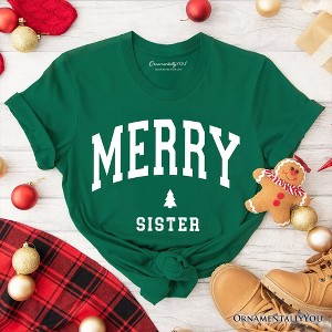 Merry Sister Retro Christmas T-Shirt, Matching Family Holiday Tee | OrnamentallyYou - 1 of 4