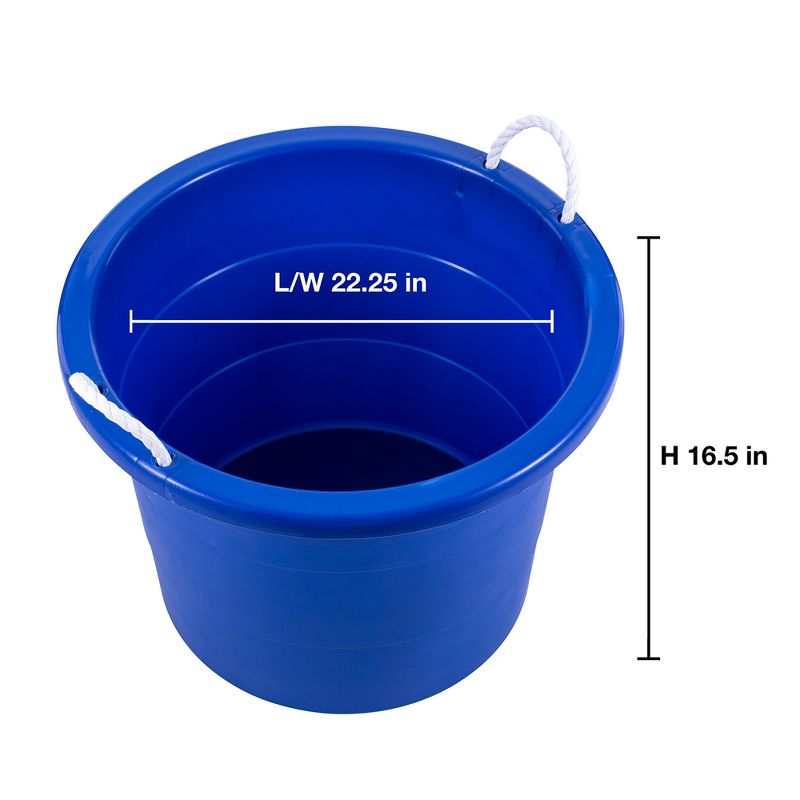 United Solutions 19 Gallon Large Durable Plastic Utility Tub with Strong Rope Handles for Indoor or Outdoor Home Organization, Blue, 6 Pack, 3 of 7