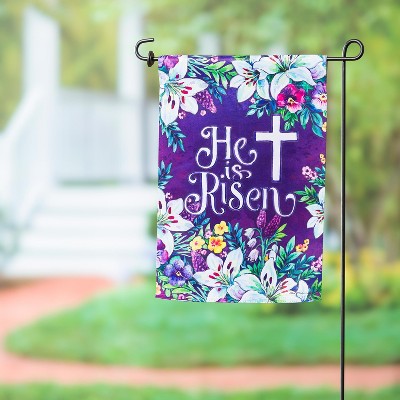 Evergreen Spring Flowers Easter Cross Garden Suede Flag- 12.5 x 18 Inches Outdoor Decor