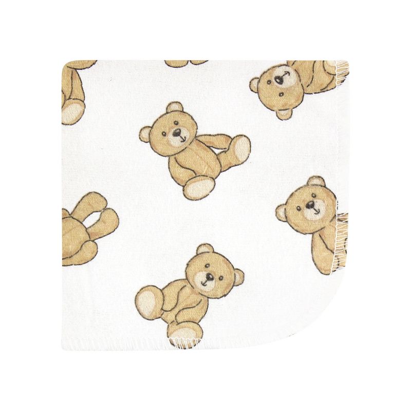 Hudson Baby Flannel Cotton Washcloths, Teddy Bears 12 Pack, One Size, 3 of 9