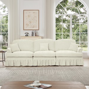 VASIP  L-Shaped 3-Seat Deep Seat Chenille Modular Sectional Sofa  with Flared Arms ,Removable Ruffle Skirt and  Movable Ottoman ,for Living Room - 1 of 4