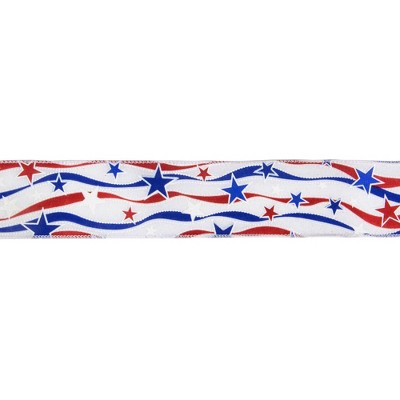 Northlight Patriotic Stars and Stripes Wired Craft Ribbon - 2.5" x 10 Yards