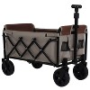 ORRD All-in-1 Folding Camping Wagon with Bench Seat, Storage & Dog Tether, Beige/Brown - 2 of 4