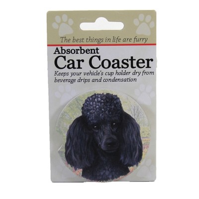 Car Coaster 2.5" Black Poodle Car Coaster Absorbent E & S Pet  -  Coasters