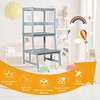 Costway Kids Kitchen Step Stool Wooden Toddler Stand Helper w/ Safety Rail Gray\Brown - 4 of 4