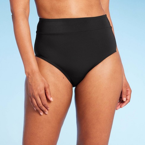 Lands' End Women's UPF 50 Full Coverage Tummy Control High Waist Bikini  Bottom - Black XS