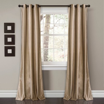 Set Of 2 Prima Velvet Light Filtering Window Curtain Panels - Lush