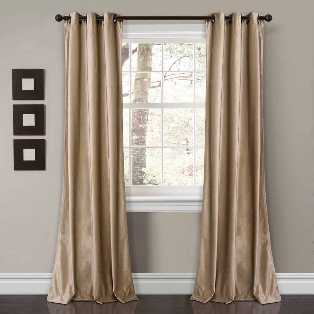 Photos - Curtains & Drapes Set of 2  Prima Velvet Light Filtering Window Curtain Panels Taup(84"x38")