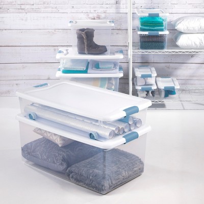 64 Quart Clear Plastic Stackable Storage Bins with Latching Lids
