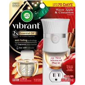 Air Wick Vibrant Scented Oil Air Freshener Starter Kit - 1 Warmer + 1 Refill - Warm Apple & Cinnamon - 0.67 fl oz/2pk - 1 of 4