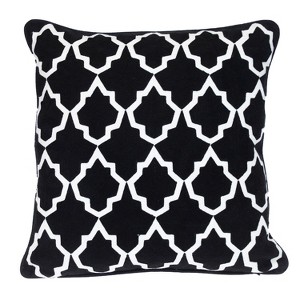 HomeRoots 20" Black and White Geometric Cotton Throw Pillow - 1 of 4