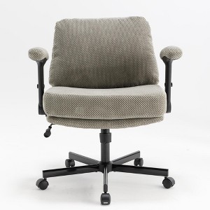 Criss-Cross Flip-Arm Chair on Wheels ¨C Thick Cushion Wide Seat, Swivel Desk for Home/Apartment/Bedroom - 1 of 4
