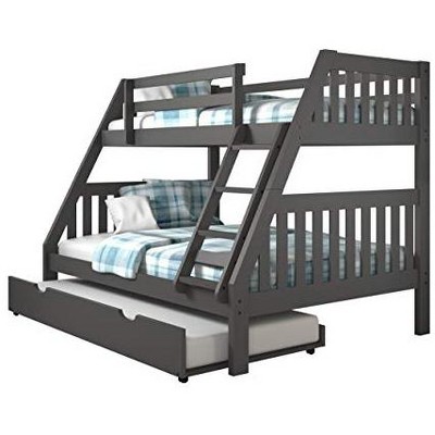 Donco Kids Austin Mission Twin Over Full Dark Grey Bunkbed with Twin Trundle