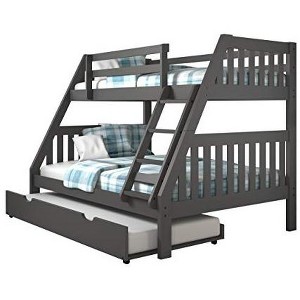 Donco Kids Austin Mission Twin Over Full Dark Grey Bunkbed with Twin Trundle - 1 of 4