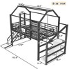 KTMBDW Full Size Loft Bed with House-Shaped Roof, Metal Full Loft Bed for Teen/Adult, Loft Beds with Safety Guard, Slide & Stairs - 4 of 4