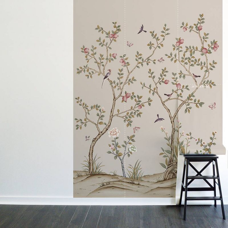 Tempaper &#38; Co. 108&#34;x78&#34; Chinoiserie Pomegranate Sand Removable Peel and Stick Vinyl Wall Mural, 2 of 6