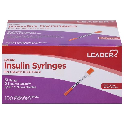 Leader Sterile Insulin Syringes 10 - 10 ea Packs