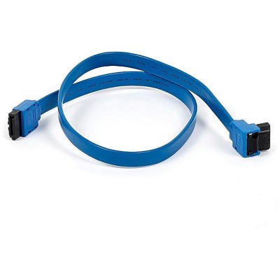 Monoprice SATA 6Gbps Cable with Locking Latch (90 Degree to 180 Degree) - 0.83 Feet - Blue | Compatible with SSD, CD Writer, CD Driver, SATA HDD
