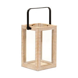 Cheung's Abner Ridge Patterned Wood Lantern & Handle - Small - 1 of 4