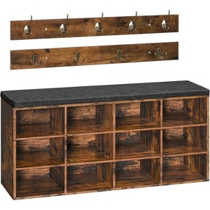 MaseiKar Shoe Storage Bench with Cushion, Entryway Bench with Cubbies, Entryway Hall Tree with Storage, Shoe Cabinet with Coat Rack for Hallway - 1 of 4