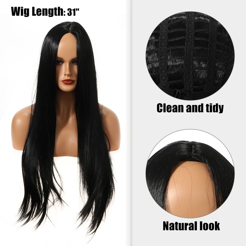 Unique Bargains Women's Wigs for Black Women Wigs 31" Black with Wig Cap, 3 of 7